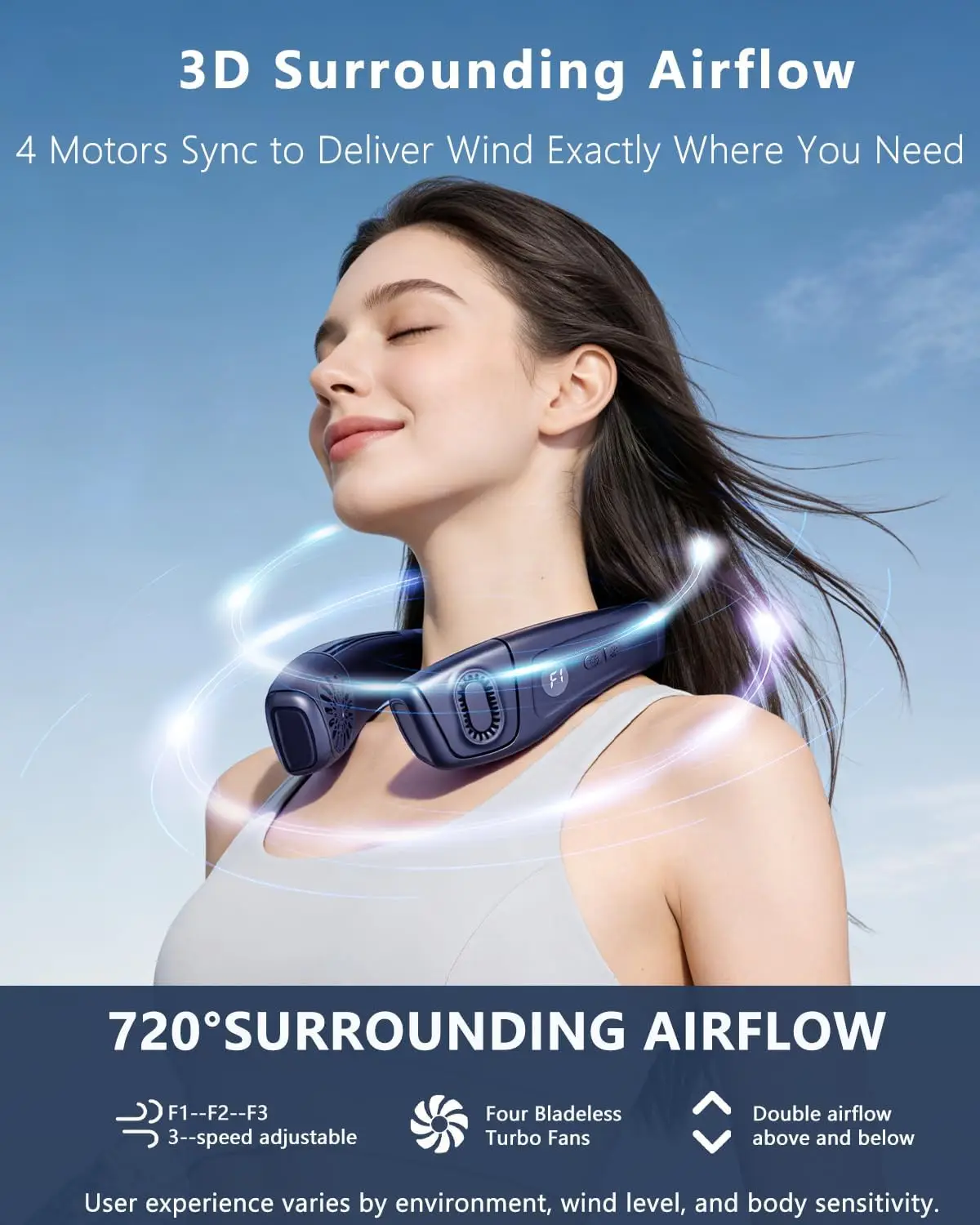 2026 New Upgrade Neck Air Conditioner Fan Instant Cooling With Cooling Plate, Bladeless, 8000mAh Operated Wearable Rechargeable