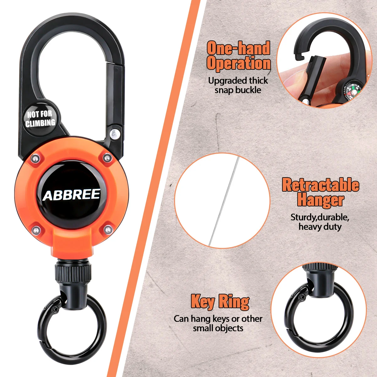 ABBREE Auto CB Radio Versenkbare Heavy Duty Pull Reel Karabiner Starke Stahl Draht Seil Schnalle Mikrofon Aufhänger für Baofeng Radio – Detail 3