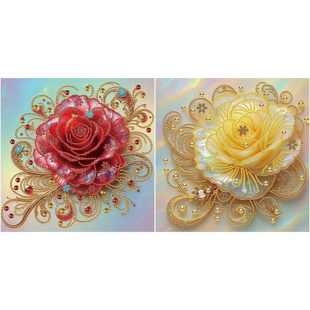 5D DIY Partial Special Shaped Drill Diamond Painting Kit Rose Decoration