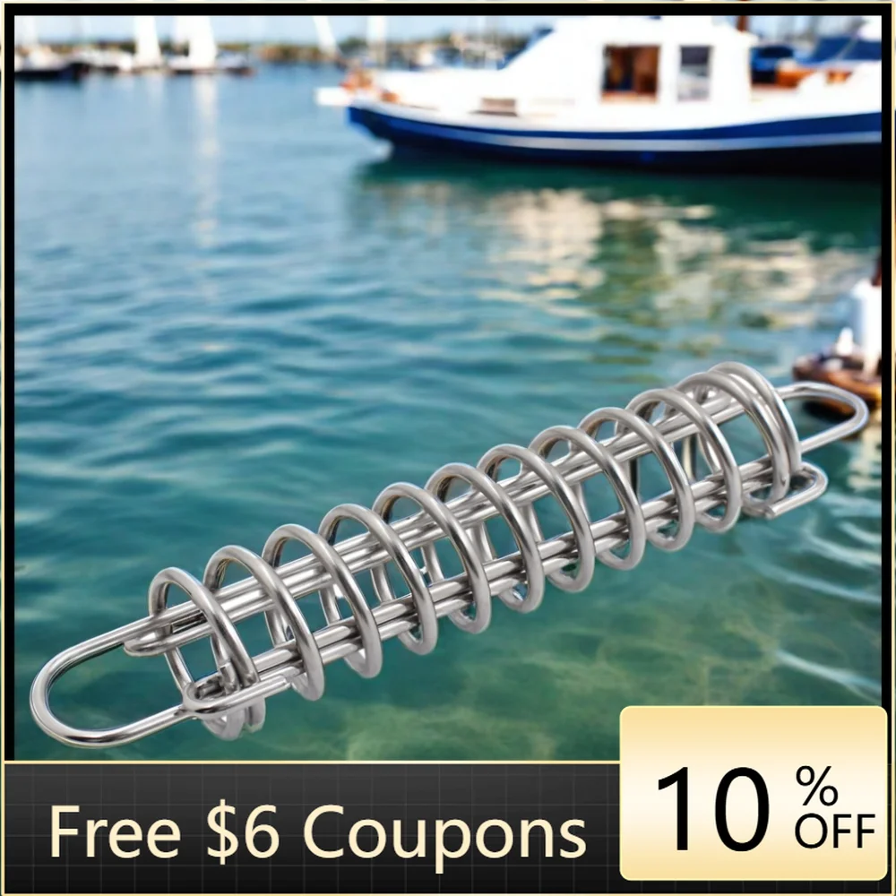 BBWSTStainless Steel Shock Absorbing Dock Line Spring Marine Hardware Boat Anchor Mooring Damper Snubber
