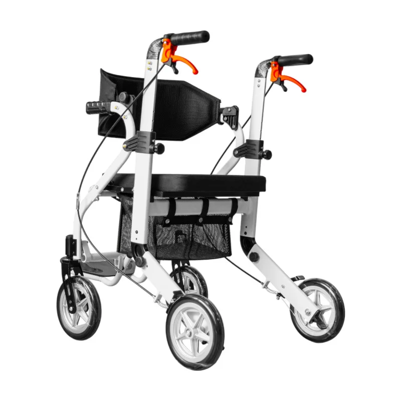Wheelchair Ultra Lightweight Seated Foldable Elderly Small Portable Seated Manual Four Wheel Aid Driving