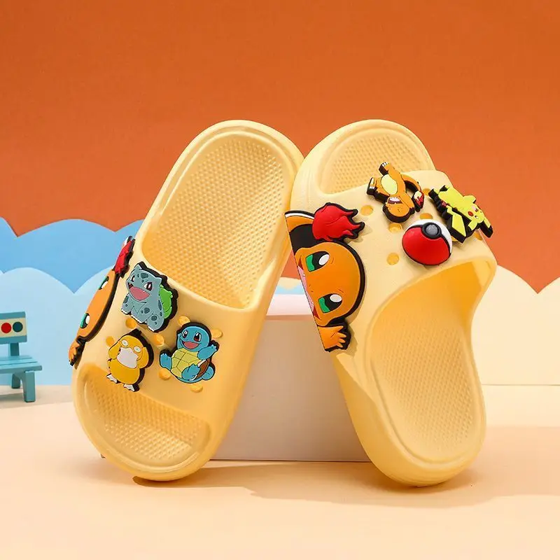 

Pokémon Pikachu children's slippers 2025 summer sandals slippers indoor bath non-slip soft bottom slippers for men and women