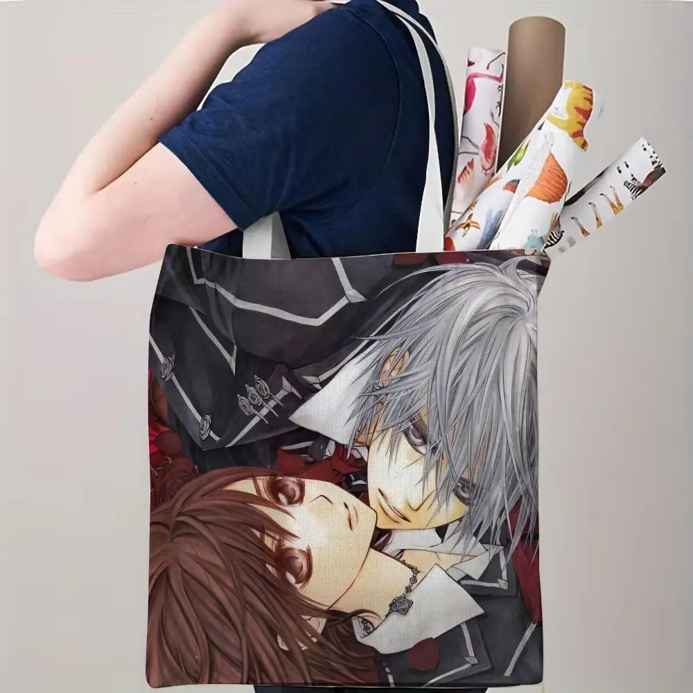 V-Vampire Knight Anime Storage Bags Canvas Double-Sided Print Tote Bag Large Capacity Shoulder Fashion Shopping Handbag