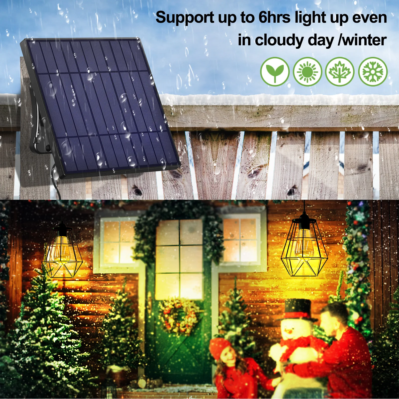 Luzes solares ao ar livre diamante luz pendente com 5m cabo destacável painel solar luzes led ao ar livre para jardim quintal lâmpada solar