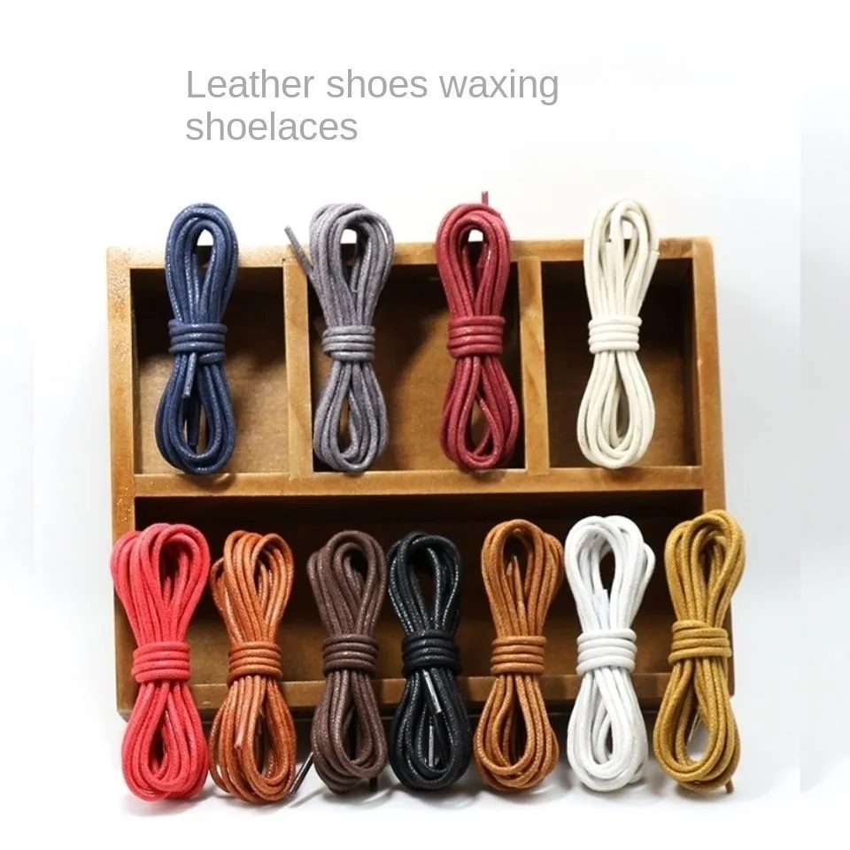 

Leather Shoes Waxing round Shoelace Thin Knight Leather Boots Boots Black White Brown Red Navy Blue Men and Women