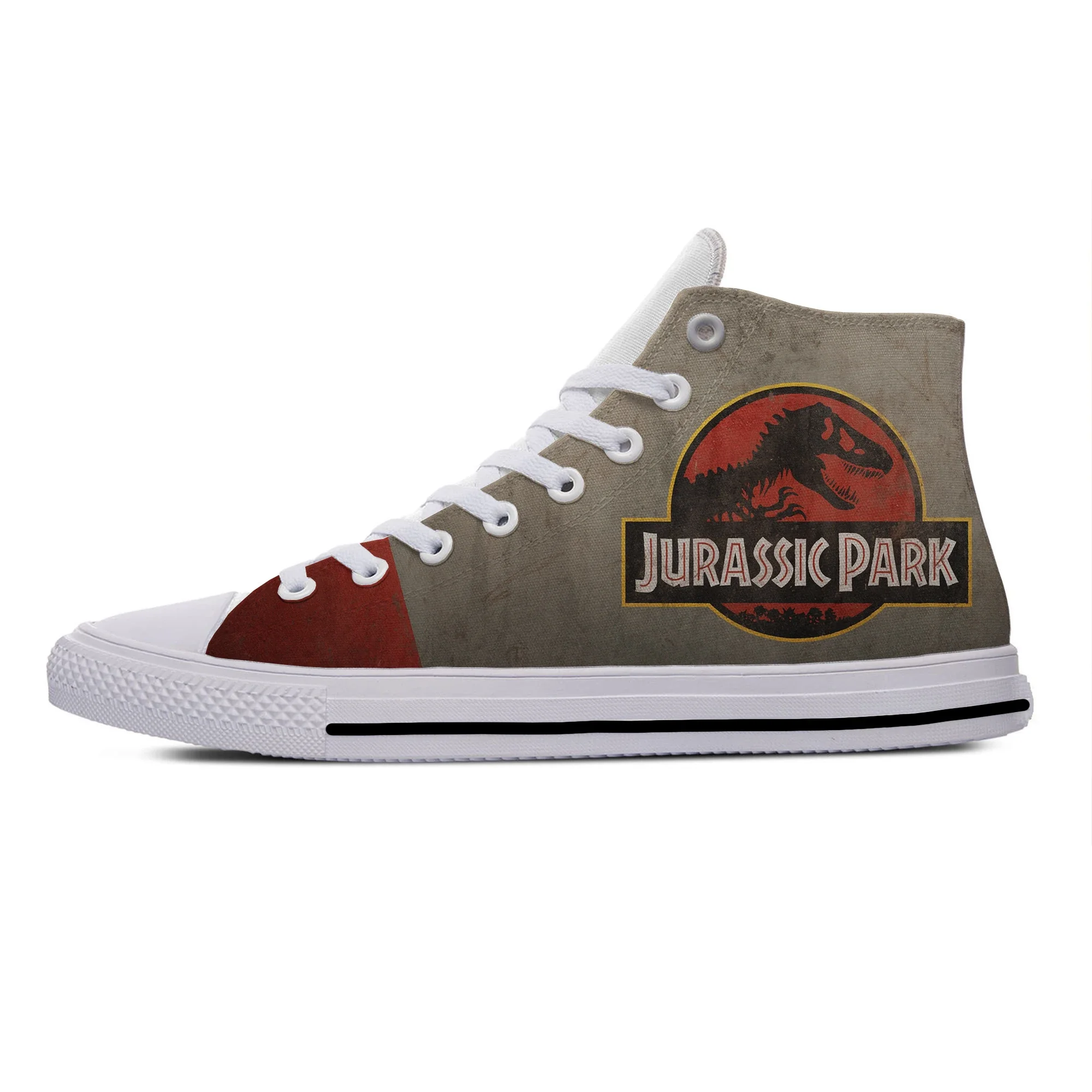 Jurassic Park Film Dinosaurus Anime Cartoon Grappige Casual Doek Schoenen Hoge Top Lichtgewicht Ademende 3d Print Heren Dames Sneakers