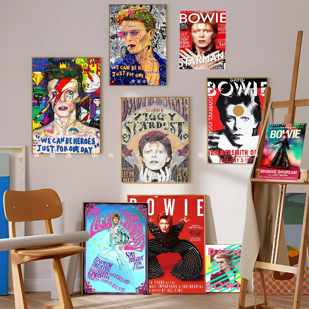 British Rock Singer D-David_B-Bowie Classic Vintage Posters Decoracion Painting Wall Art White Kraft Paper Kawaii Room Decor