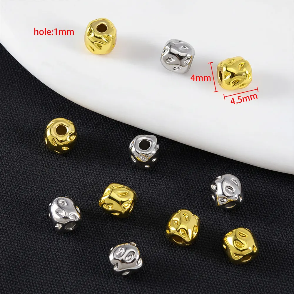 2/10pcs 18K Gold Color Plated Irregular Concave Pattern Beads Rectangle Bracelets Spacers Beads For DIY Jewelry Making Supplies