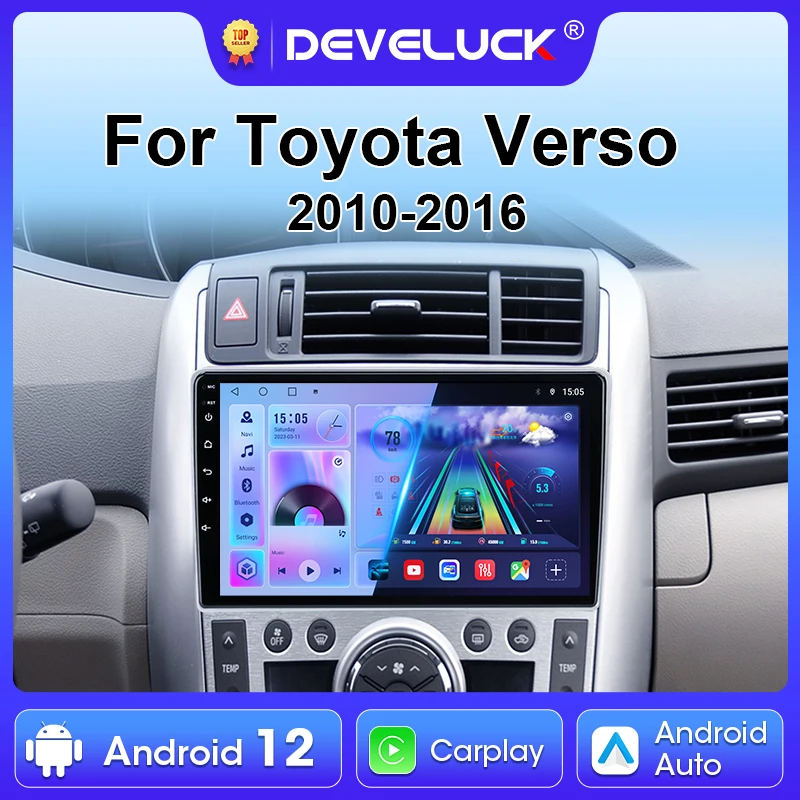 

2 Din Android 12 Car Radio Multimedia Video Player For Toyota Verso R20 2009-2018 GPS Navigation Carplay Stereo WIFI IPS 4G RDS