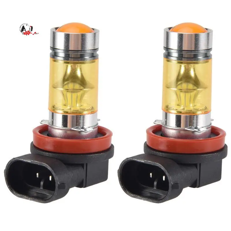 A10E-2 X High Power Led Lights 100W H8 H11 Yellow Fog Light 2828 20Led Headlight Lamp