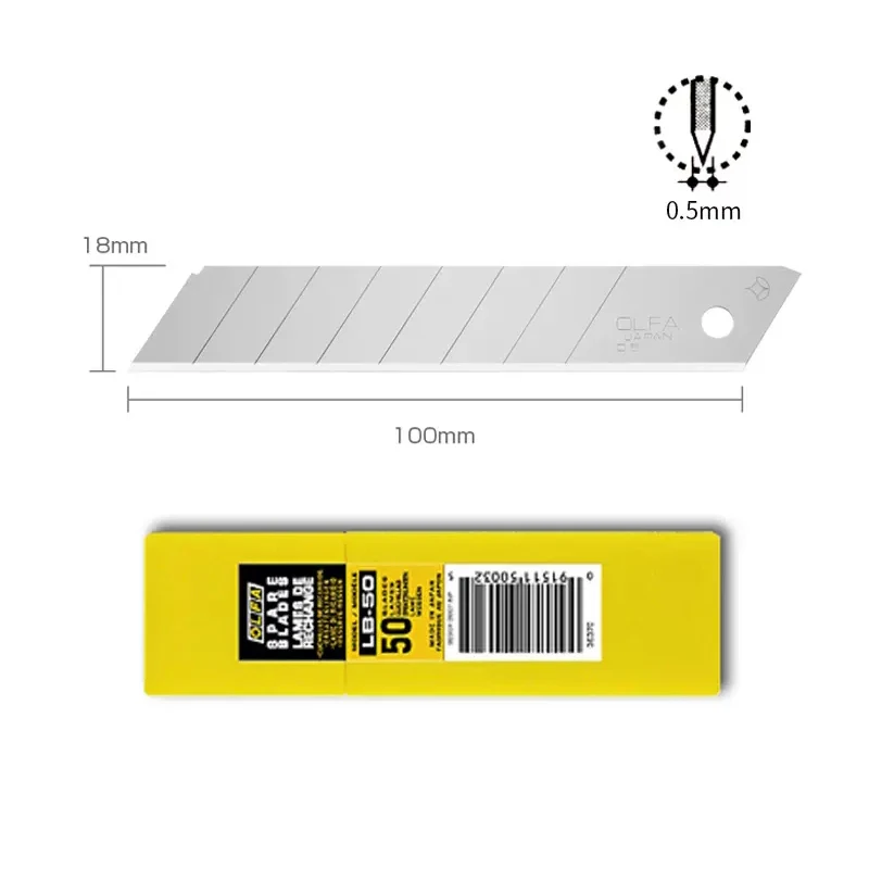 

OLFA LB-50 18mm Replacement Blades Spare Blades 50pcs for Utility Knife