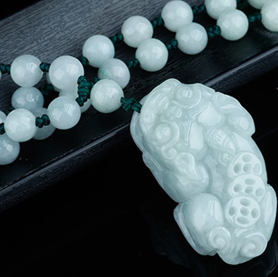 

Fine Jewelry Natural Jade A+ Jadeite Men's and women's money lucky Pixiu jade pendant