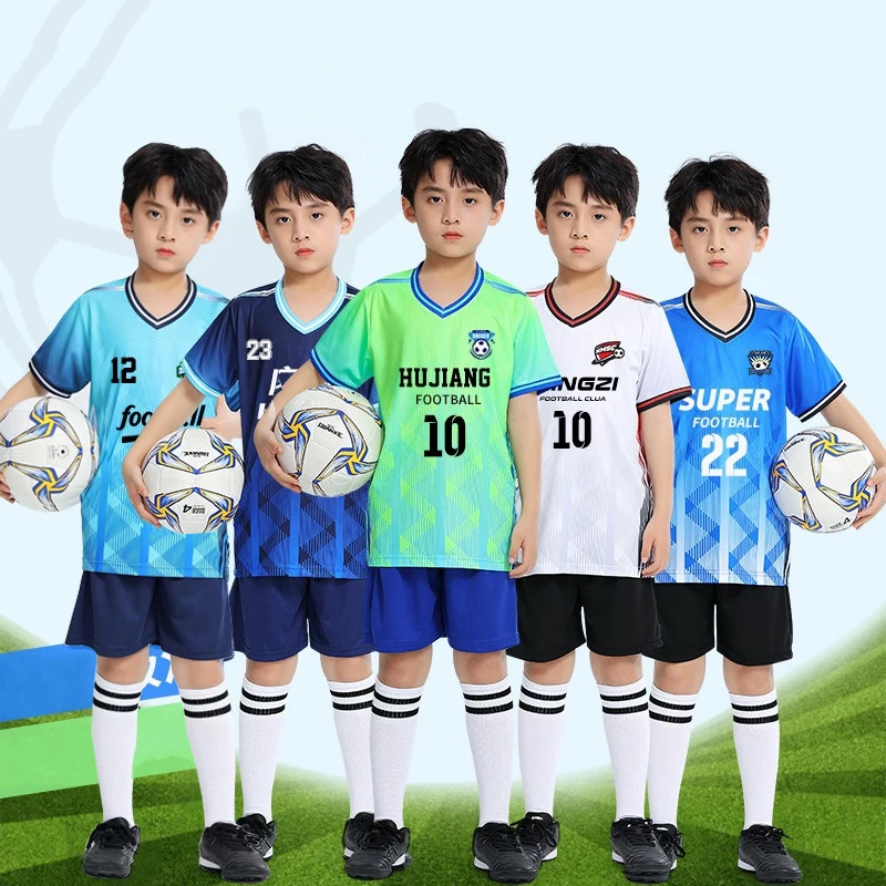 Kids Football Jersey Free Sock Personalized Custom Boy Soccer Jersey Set Soccer Uniform Breathable Football Uniform For Children