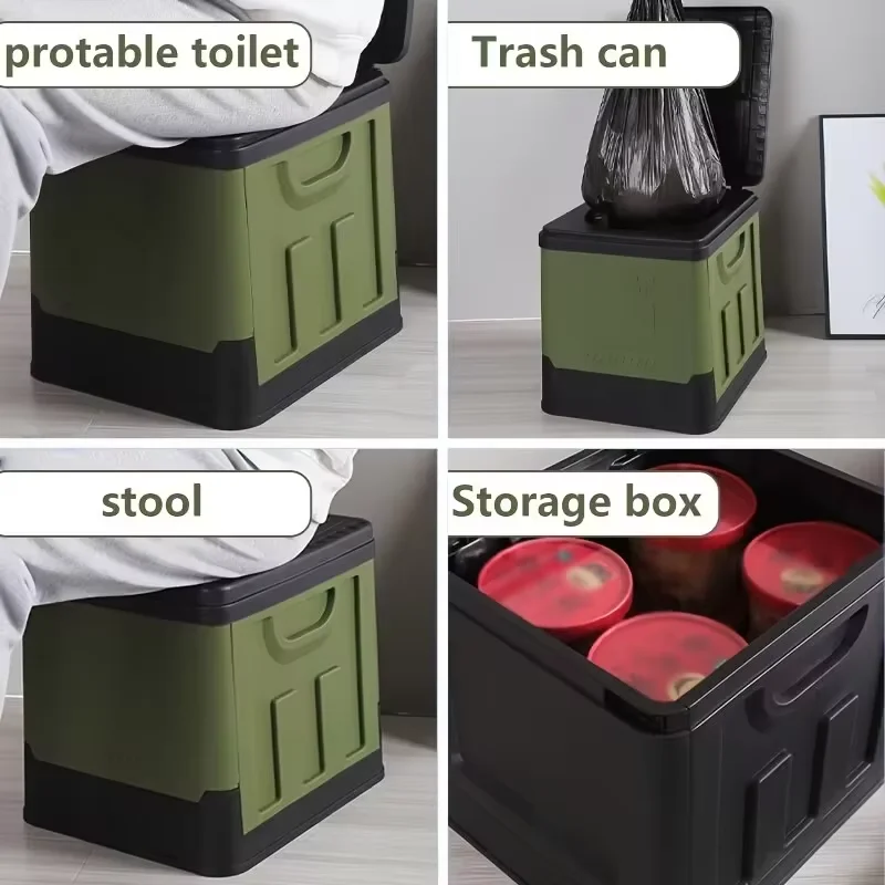 Multifunctional Outdoor Storage Box Collapsible Toilet Portable Emergency Toilet Camping Travel Car Use Folding Organizer