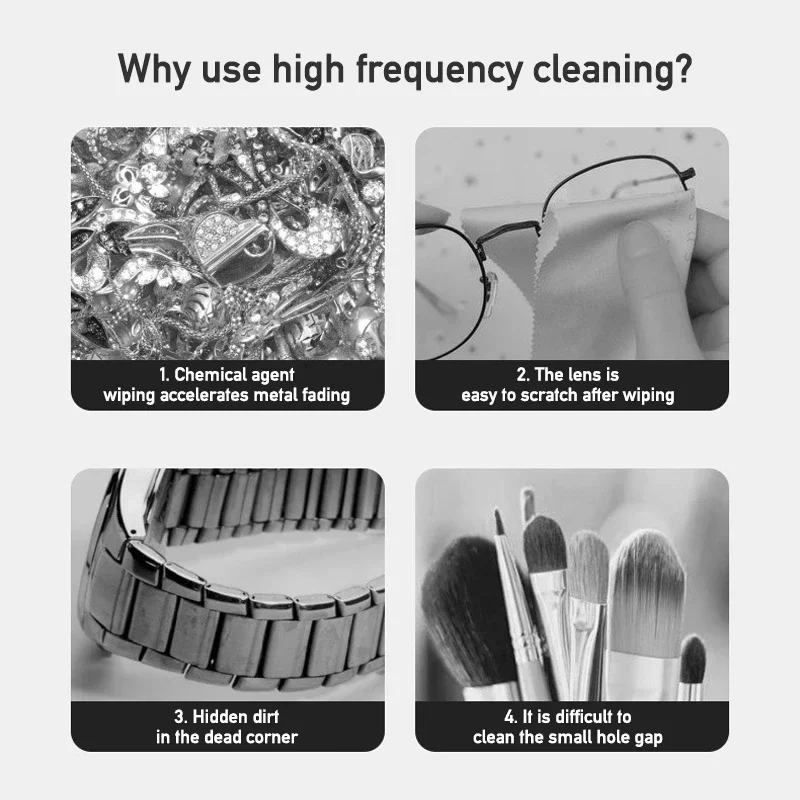 2026 New Ultrasonic Cleaning Machine Vibration Wash Cleaner Jewelry Glasses Cleaner Watch Cleaning Makeup Brush Cleaning Tool image 5