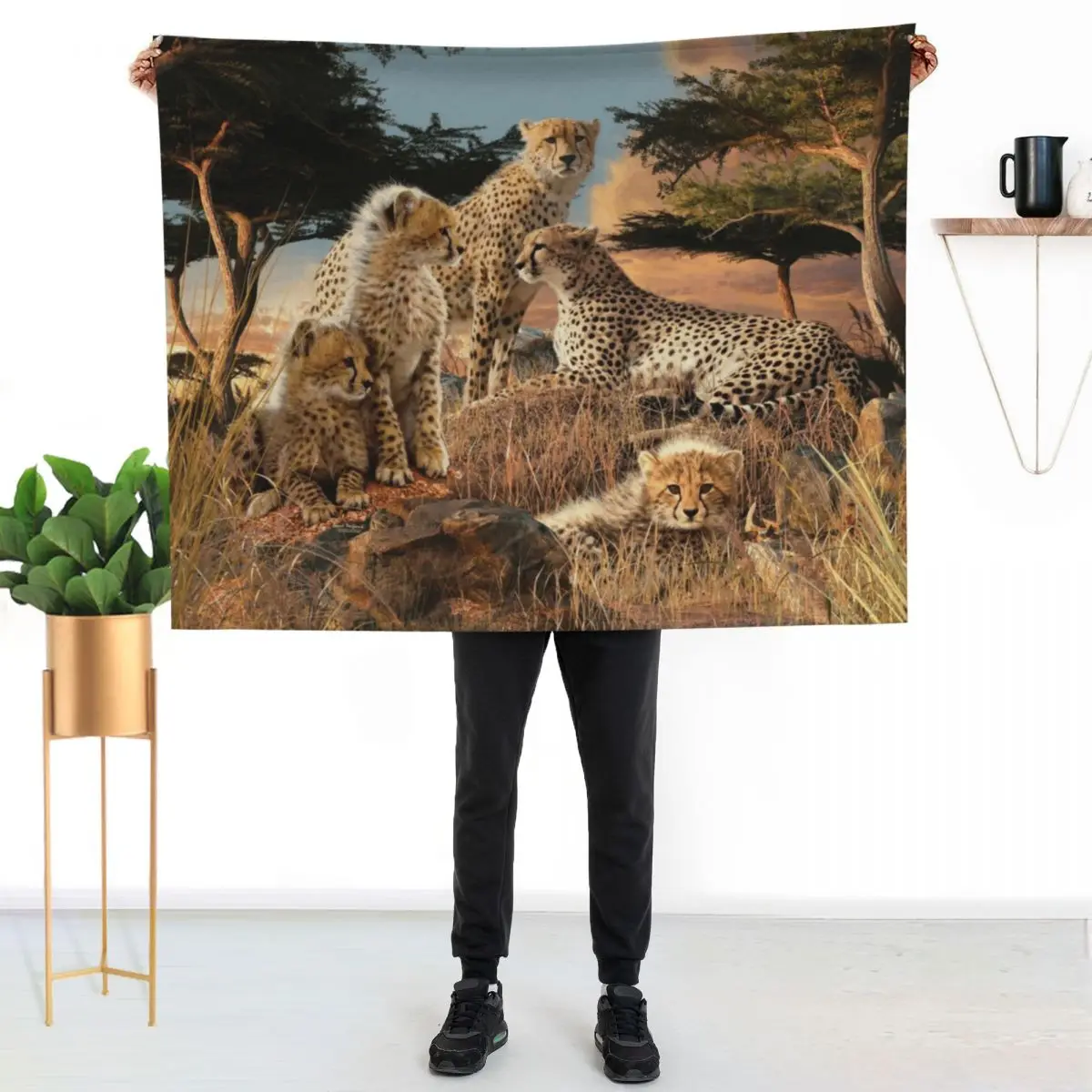 Cheetahs Throw Blanket Vintage Stuffeds Plush Decorative Sofa for babies Multi-Purpose Blankets