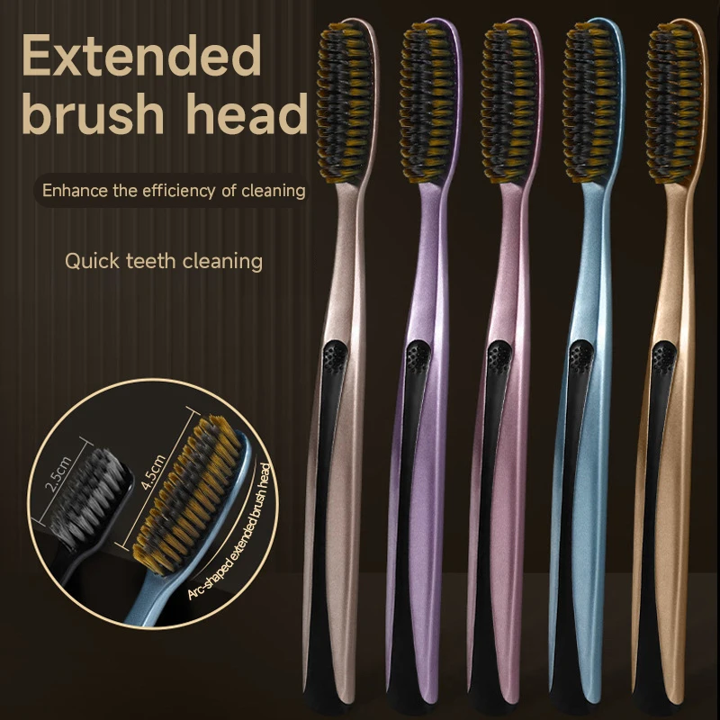 5pcs widened and extended brush head soft hair toothbrush for adult households