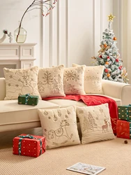 1pcs  Modern simple Christmas style embroidered snowman model room pillow cushion Large back pillow case