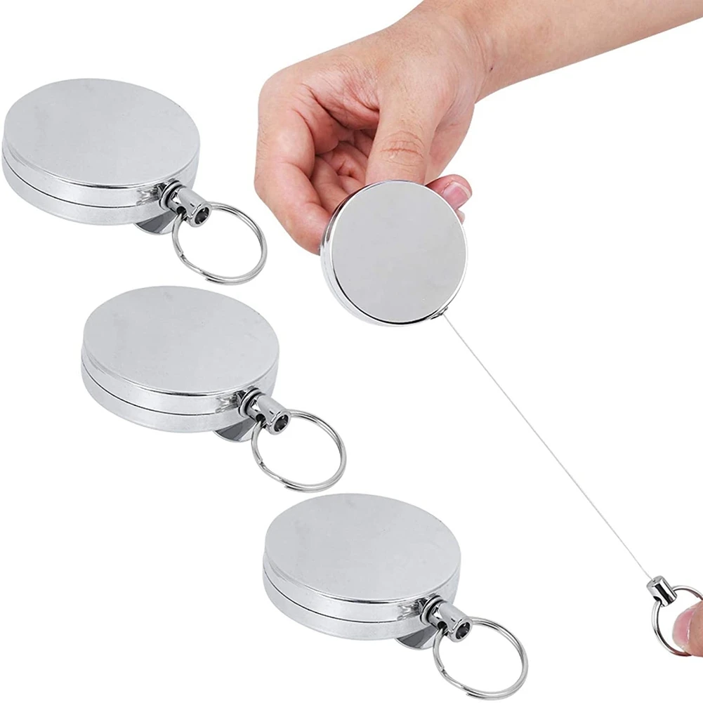 4PCS Retractable Fishing Line Line Cutter Keychain Carabiner Reels Key Holder Chains with 60cm Cord and 2.5cm Split