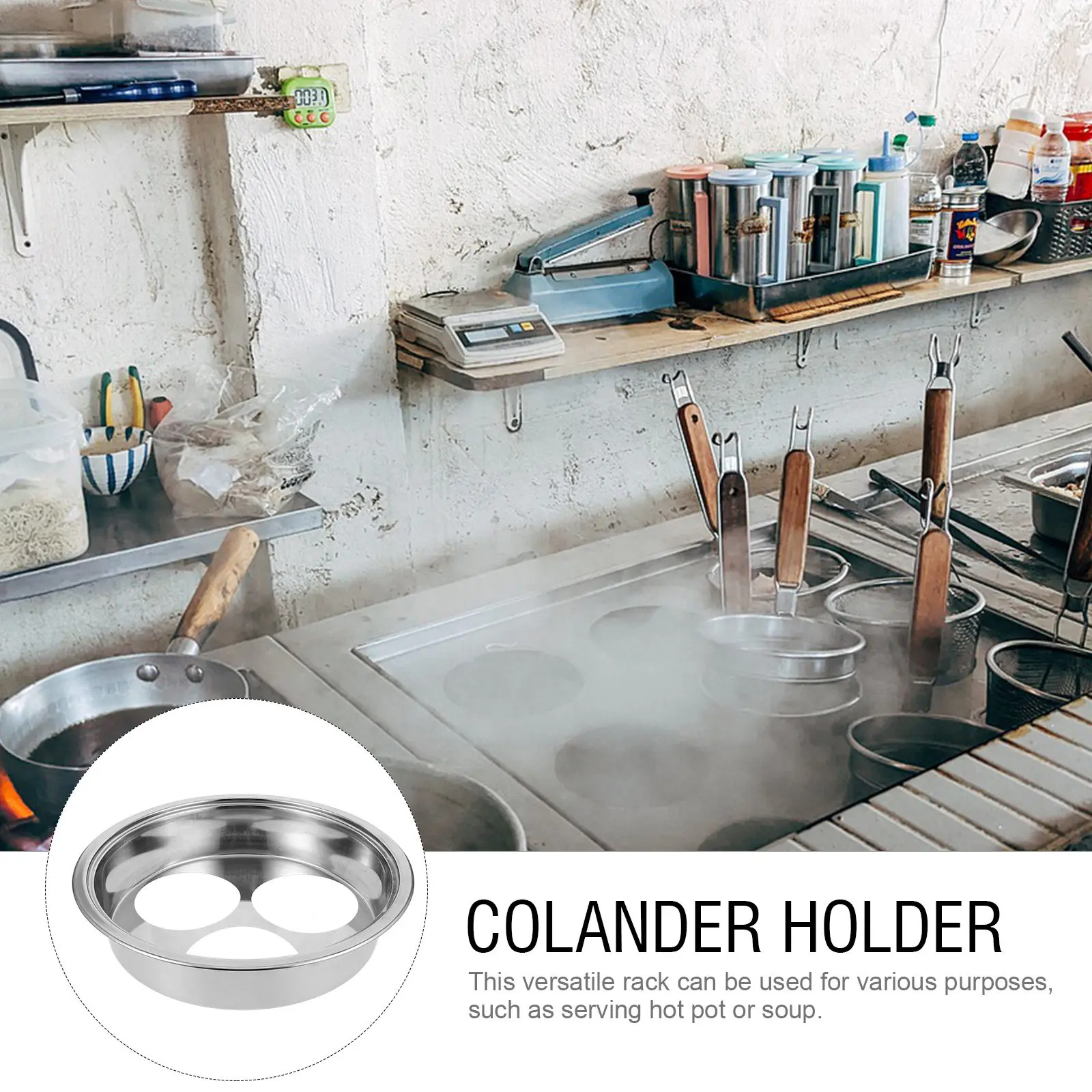 Stainless Steel Spoon Rest Rack for Hot Pot Stewing Wok Colander Ladle Holder Kitchen Scoop Storage Stand Slotted Spoon