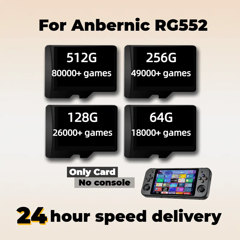 Games Card For Anbernic RG552 PS1 NINTENDOD PSP SEGA  GAMEBOY Retro Handheld Console Support  512G 80000+ Custom Batocera System