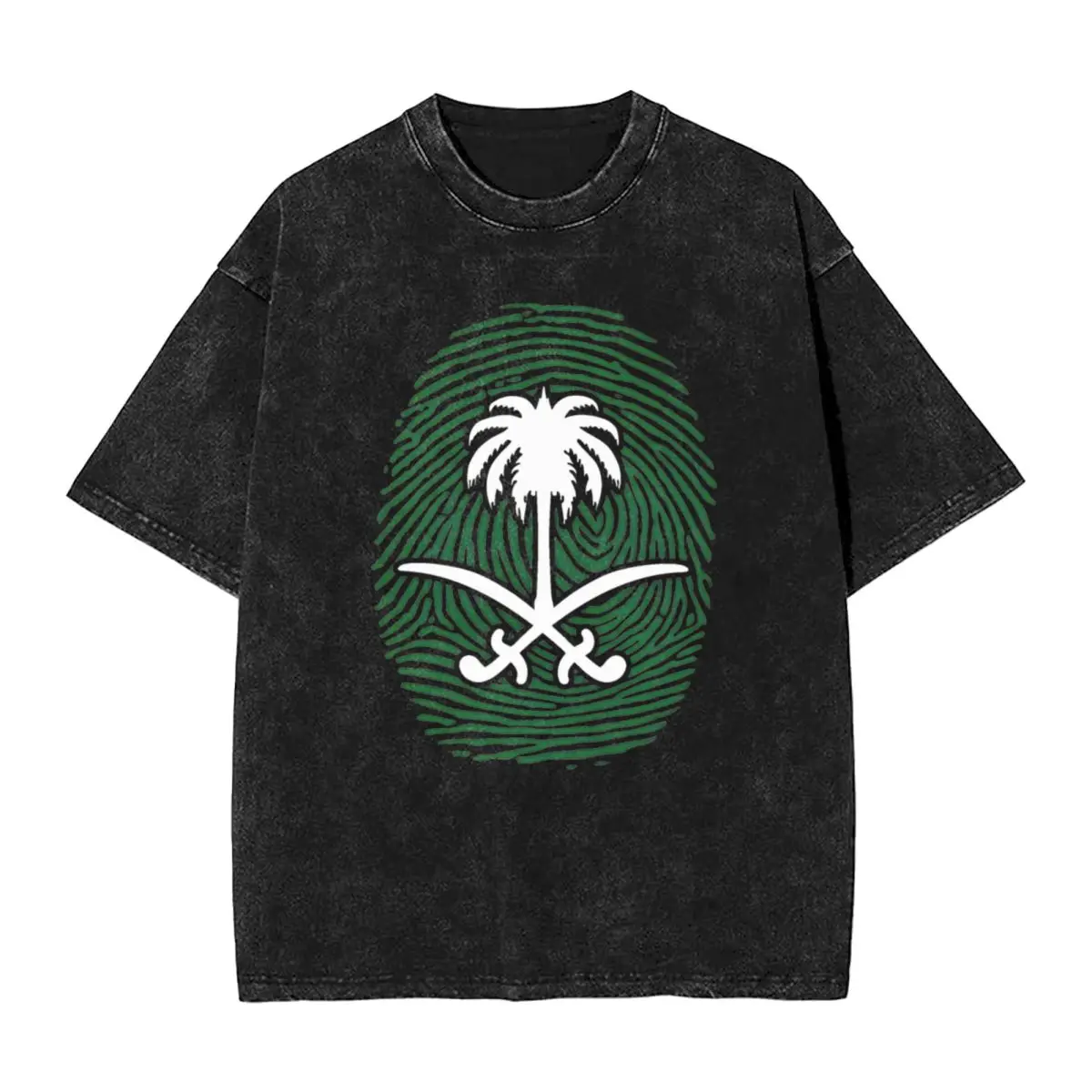 Kingdom Of Saudi Arabia KSA Flag Washed T Shirts Streetwear Hip Hop Vintage T-Shirt National Day Tee Shirt Men Oversize Summer