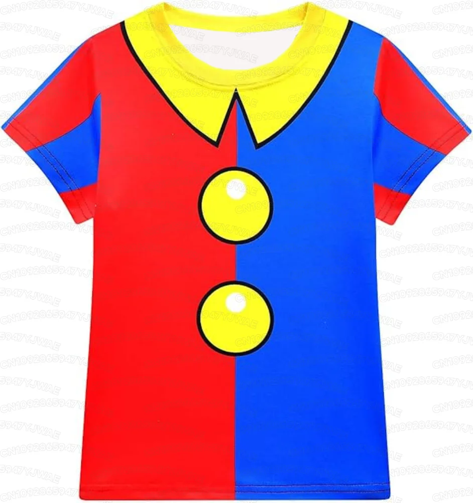 THE AMAZING DIGITAL CIRCUS Print T-Shirt Set Boy's Girl's Casual Pomni The Jester Kids Jax Purple Rabbit Cosplay Tops Shorts