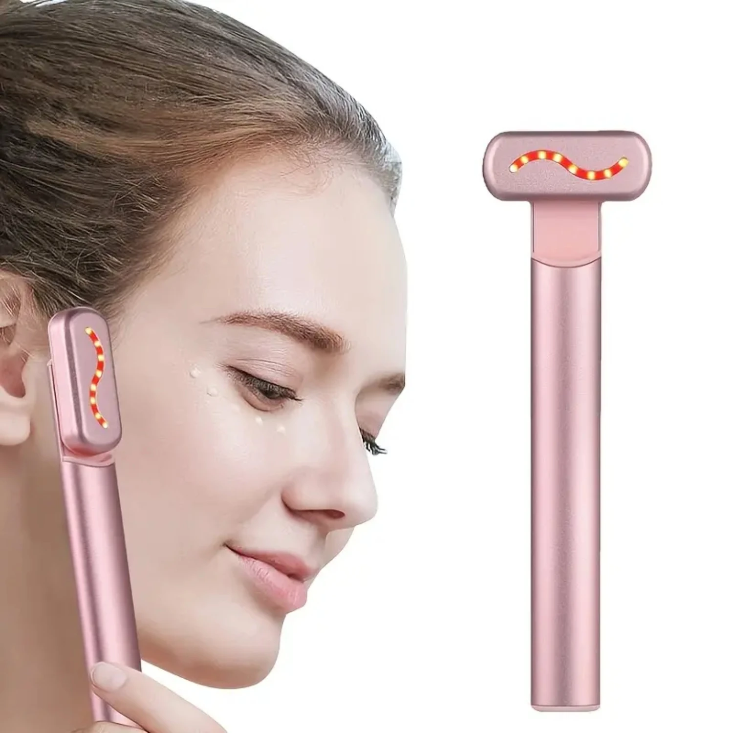 Advanced Professional 4-in-1 Red Light Therapy Skincare Wand with Microcurrent Technology - Effective Anti-Aging Facial Device f