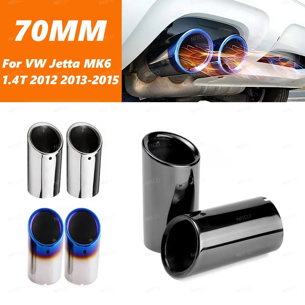 

1 пара автомобильных наконечников глушителя, крышка трубы 70 см, глушитель из нержавеющей стали, выхлопная труба для VW Jetta MK6 1.4T 2012 2013-2015