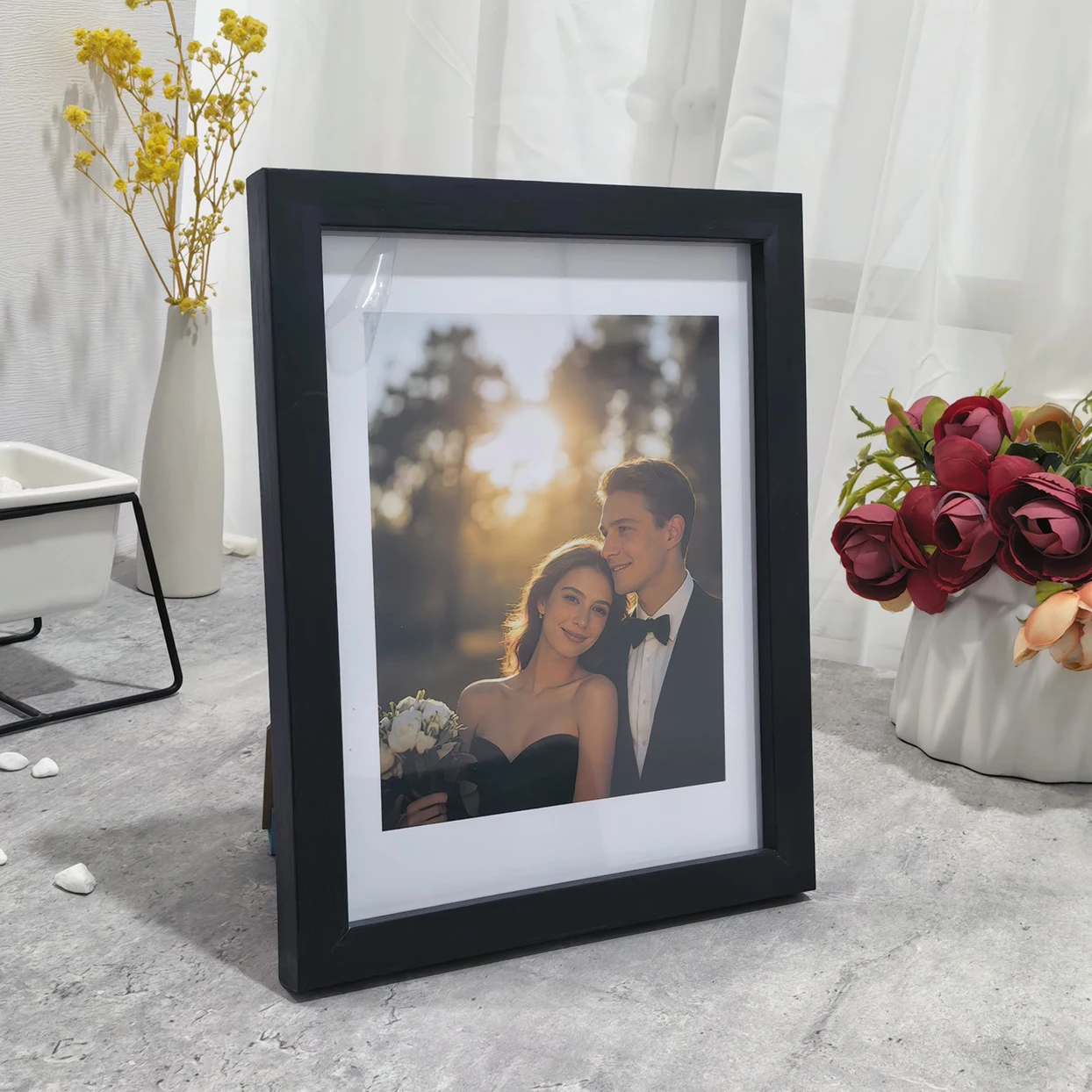 Exquisite Wood Photo Frame, Classic Picture Frame for Pictures Wall Art, Acrylic Protection, for Home Decor, Commemorative Gif