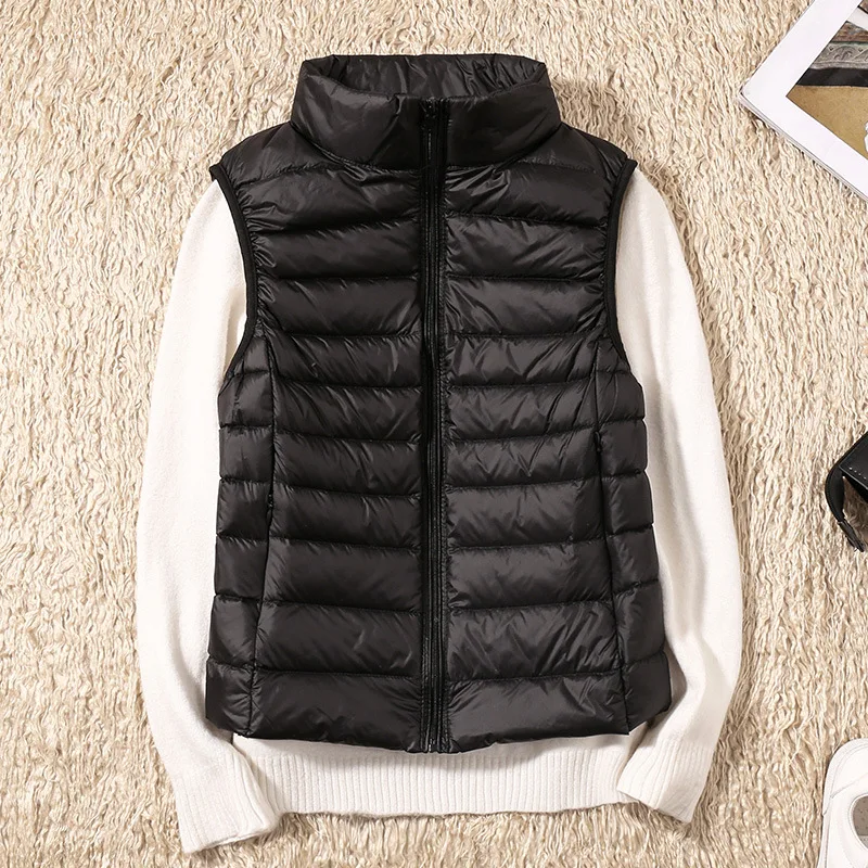2025 White Duck Down Jacket Women Vest Autumn Winter Sleeveless Waistcoat Warm Lightweight Puffer Jacket Female Tops Outwear 3XL