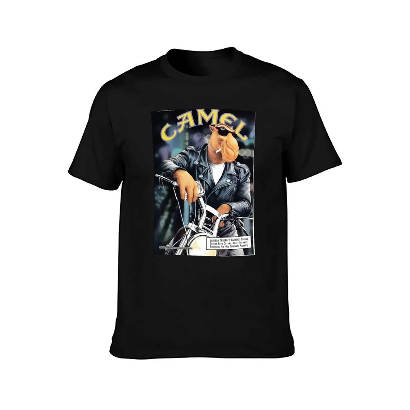 Joe Camel Motorcycle T-Shirt, Summer Casual Cotton Tee, Oversized Streetwear Tops, Vintage Graphic Print, Loose Fit Short Sleeve
