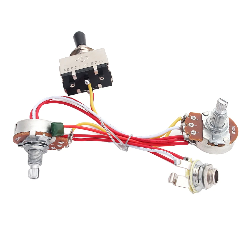 

Potentiometer Black Button Guitar Wiring Harness Toggle Volume Tone 3 Way Silver