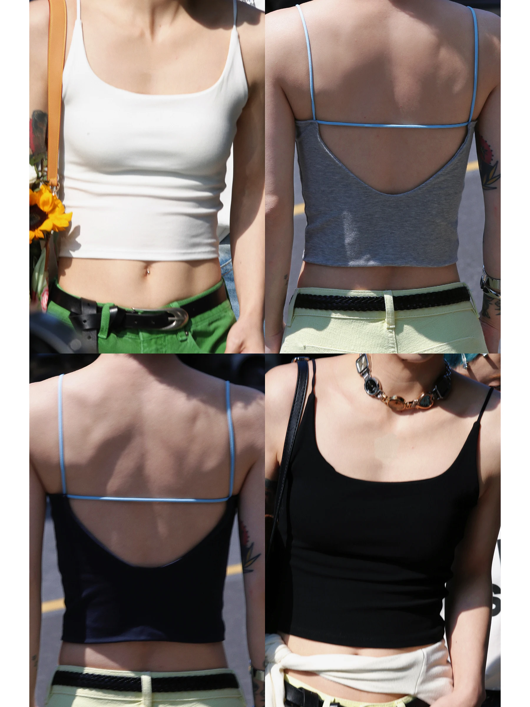 

Удобный топ Holalem без ограничений по движению, со встроенными чашечками, в стиле колор-блок, с тонкими бретелями, без спинки, без бретелек, топ-бюстье