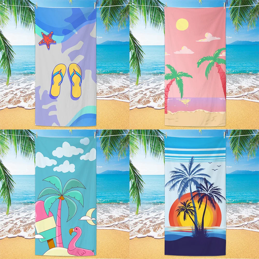 Ultra Fine Fiber Beach Towels, Beach Swimming Speed Drying Velvet Bath Towels, Printed Fashionable Bath Towels Towels Face Towel
