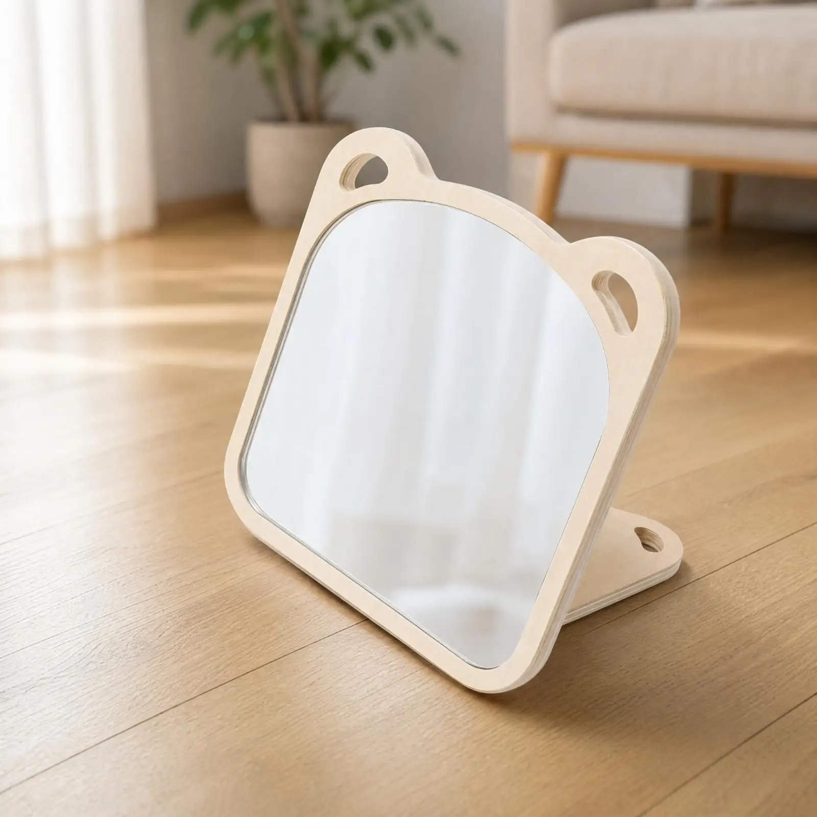 Visual Stimulation Mirror for Newborns Wooden Infant Toy with High Contrast Flash Cards for Early Learning