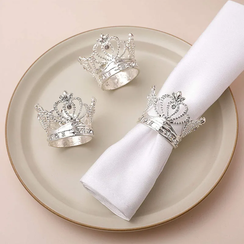 12Pcs Napkin Rings Holder Gold Metal Crown Props Decor For Hotel Events Wedding Party Christmas Dining Table Decoration Supplier