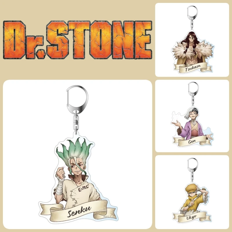Anime Dr.STONE Peripheral Gifts Acrylic Keychain Ukyo/Tsukasa/Senku/Gen Pendant Bag Car Keychain Cell Phone Pendant 6cm