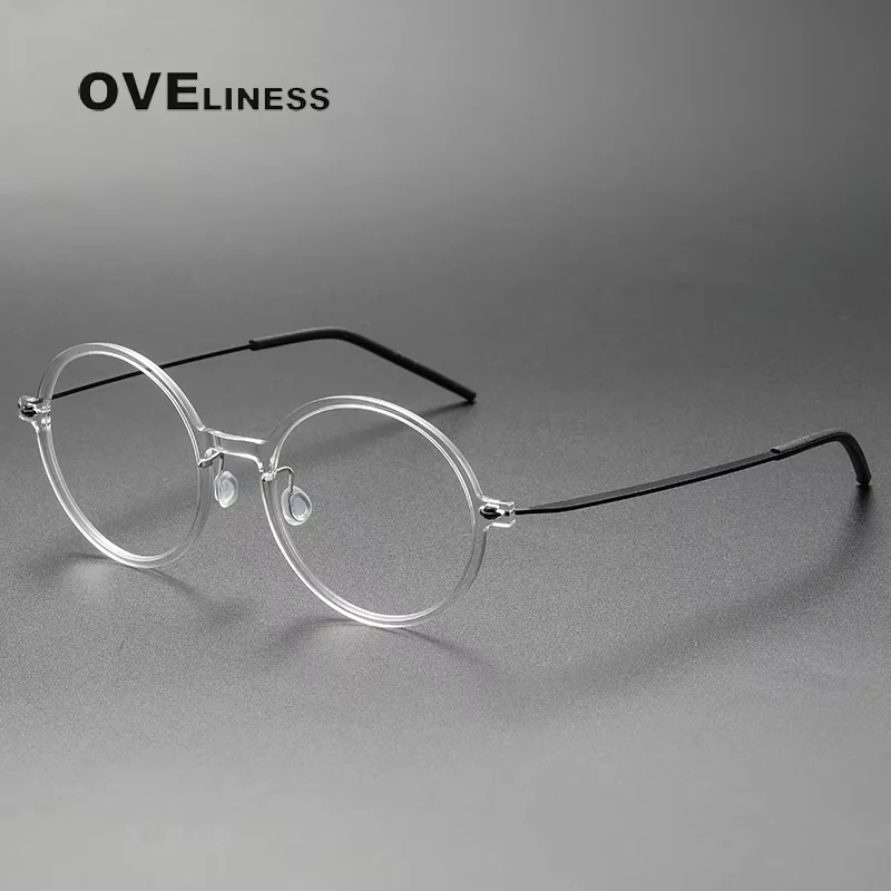 

2025 optical Acetate Titanium Glasses Frame Men Screwless Eyewear myopia Prescription Eyeglasses Frames Women Round spectacles
