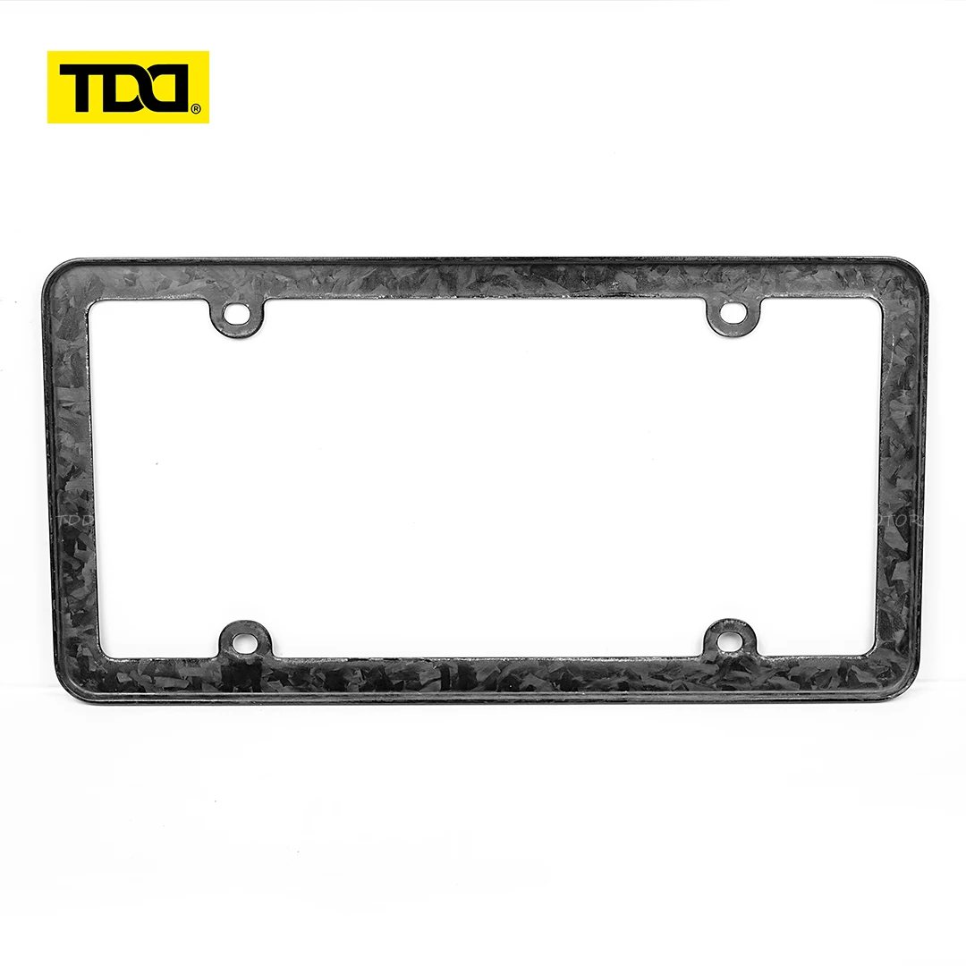 TDD Forged Carbon Fiber License Plate Protection Framework License Plate Frame Holde for American 4 Hole Number Plate Decoration