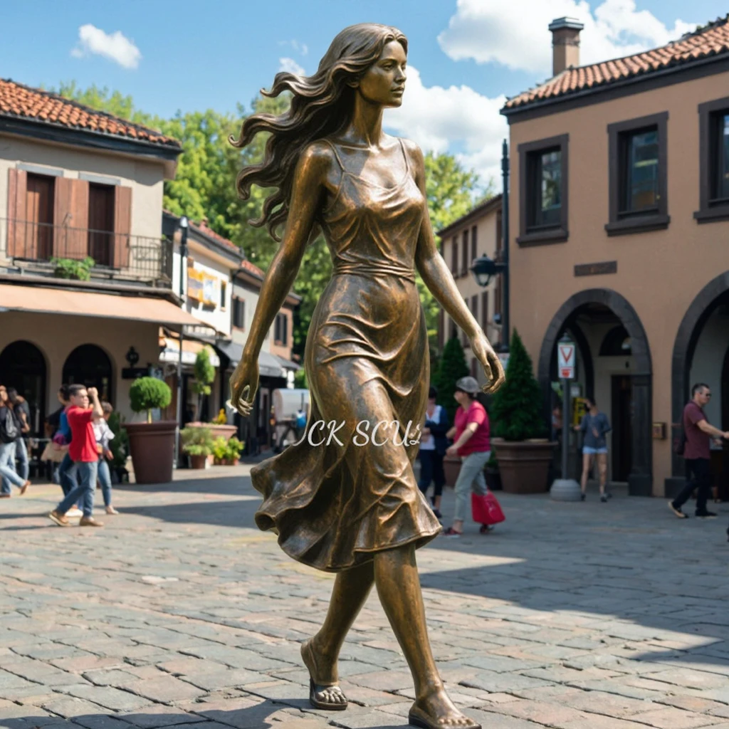 Customized Life Size Bronze Girl Statue, Metal Art Garden, Women's Outdoor Decoration