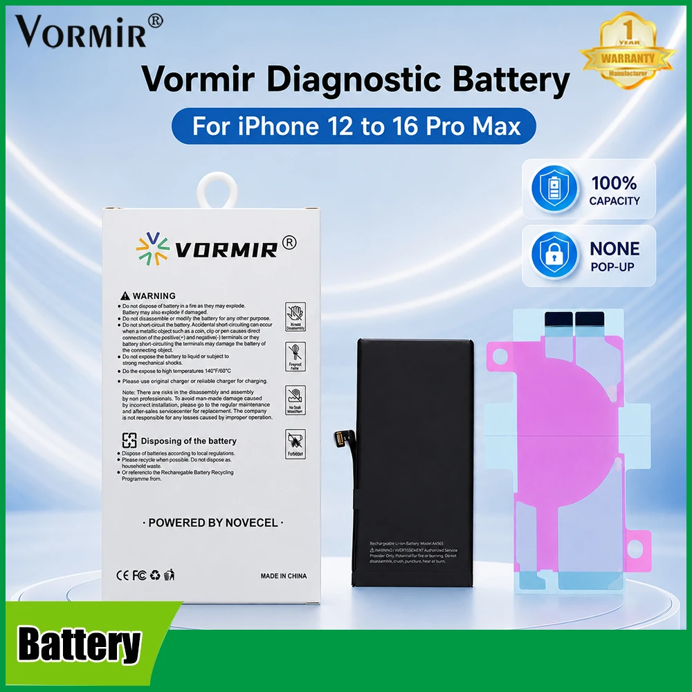 10pcs No Unknow Parts Diagnostic Battery Vormir Shows 100% Capacity For iPhone 13 12Mini 14plus 15ProMax No Need Ori BMS Flex