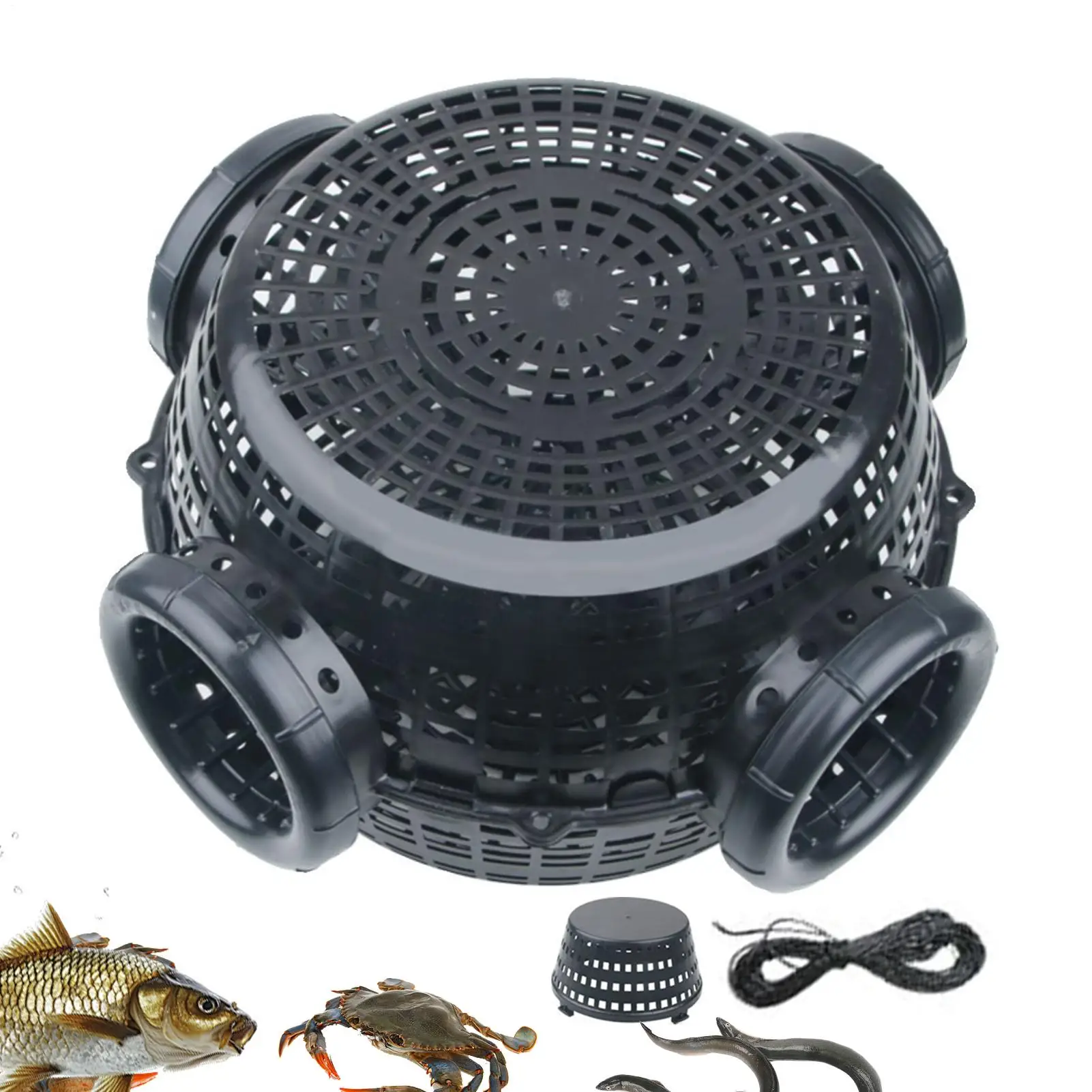 

Ловушка для раков, ловушка для рыболовной приманки, 4-луночная клетка для защиты от побега для креветок, краба, угрей, морского озера, потока, реки, пляжа, пруда на заднем дворе