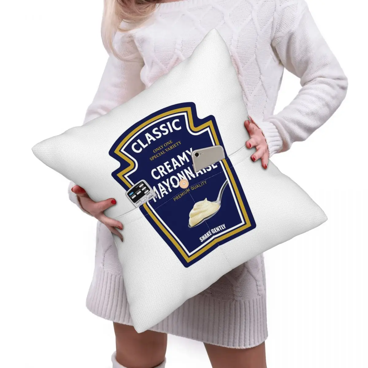 Mayonnaise HalloweenCostume Family GroupSquare Linen Pillowcase Cushion Cover Polyester Decorative Bed Home Comfort Throw Pillow