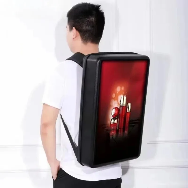 Hot Sale outdoor 21.5 inch LCD backpack waterproof walking billboard Android advertising billboard Wifi battery power supply