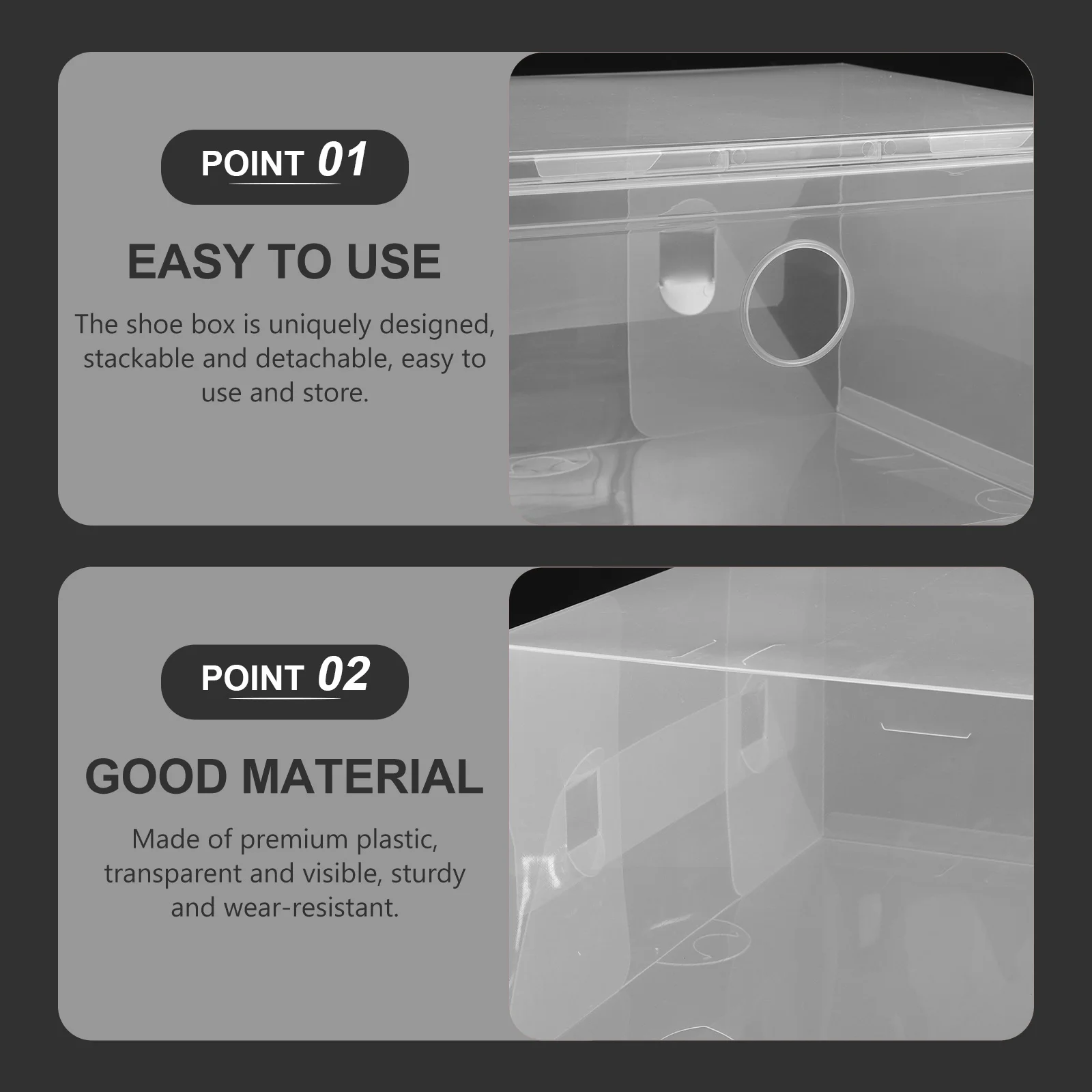 

1Pcs Stackable Plastic Shoe Storage Box Transparent Case for Home Dormitory Sneakers Sandals Footwear Organizer Container