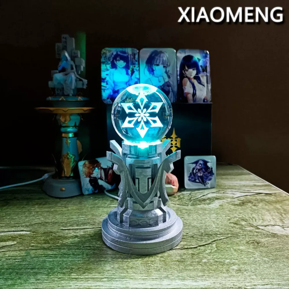 Genshin Impact Peripheral Elements Square Monument 3d Crystal Ball Carved Inside The Game Secondary Yuan Color Light Night Light