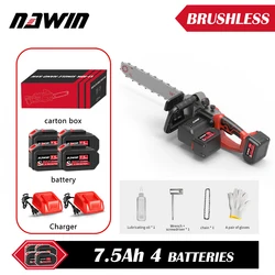 NAWIN Brushless Industrial Electric Chain Saw DIY Set For 16'' 40CM Woodworking Tool Outdoor Logging Machine