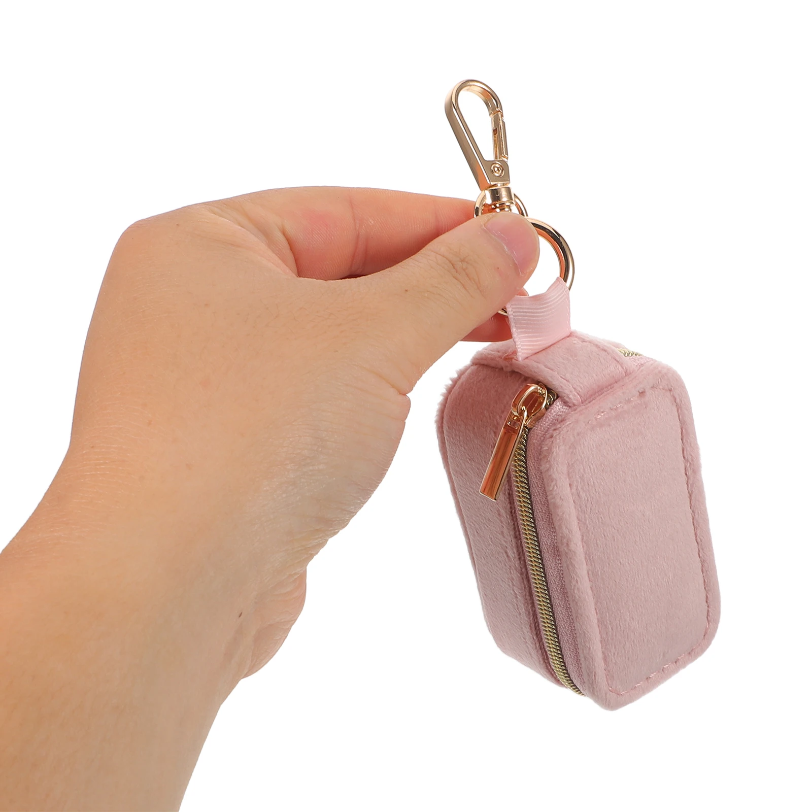 

Mini Jewelry Storage Case for Women Cute Keychain Organizer Travel Portable Velvet Ring Holder Sky-blue Multifunctional Compact