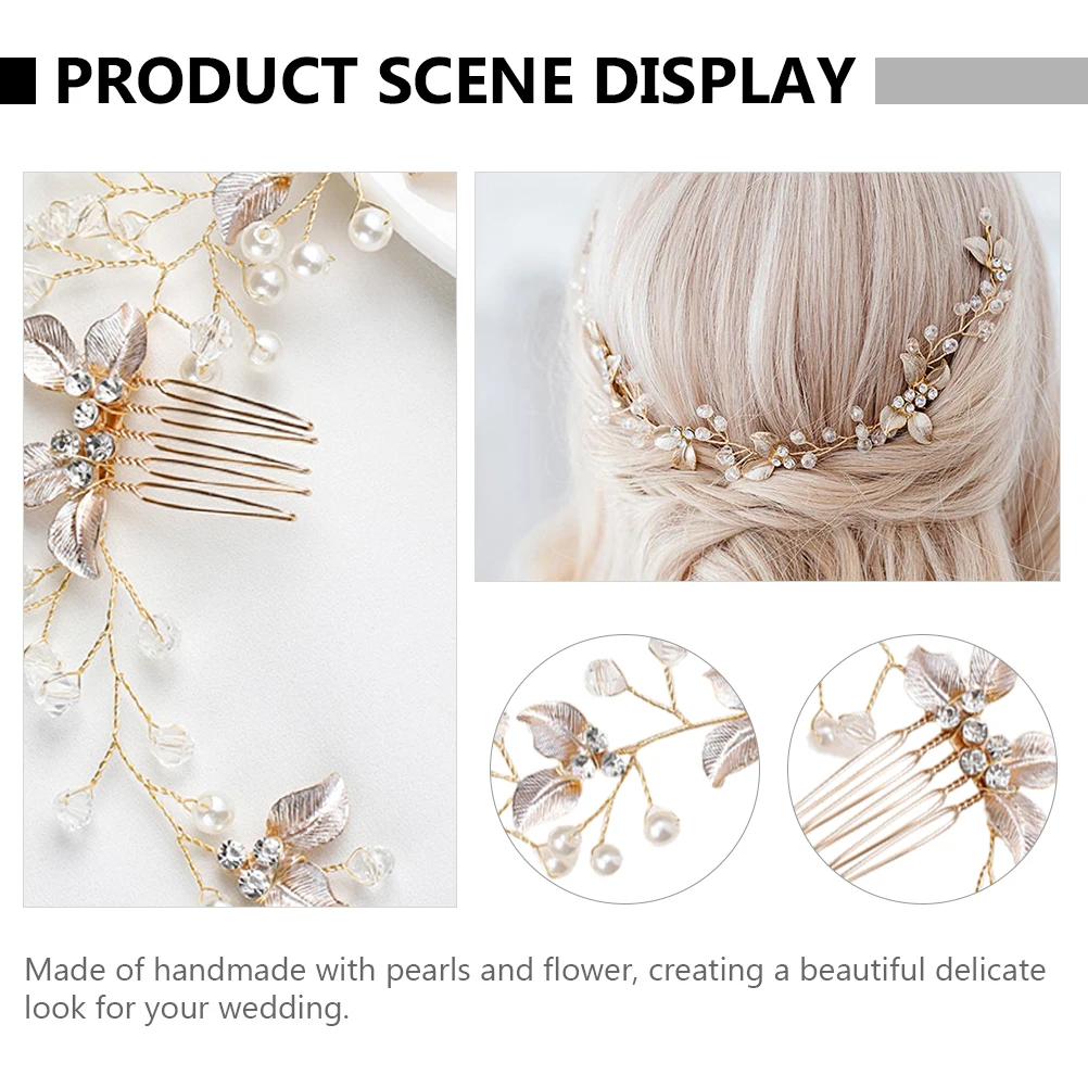 

Pearl Hair Comb Wedding Accessories Bride Hair Braiding Alloy Material Hairpin Photoshoots Bridal Golden Side Comb Hairstyles